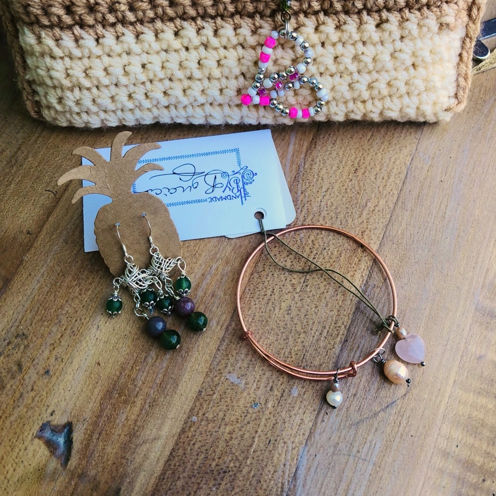 Bangle bracelets and earrings